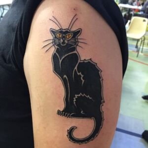 Tatouage de chat noir