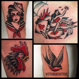 love black and red tattoos by vittoriatattoo