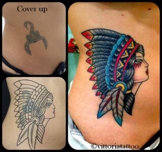 old school indian girl -cover up tattoo