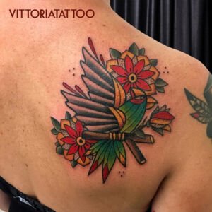 old school tattoo parrot - vittoria tattoo