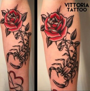 old school scorpion rose tattoo -vittoria tattoo