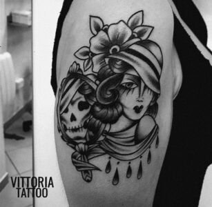 woman death tattoo