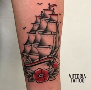 Oldschool Boat Tattoo