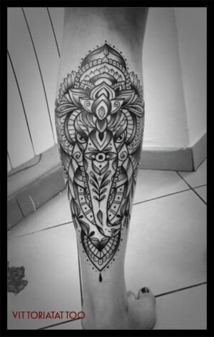 ornamental elephant head tattoo