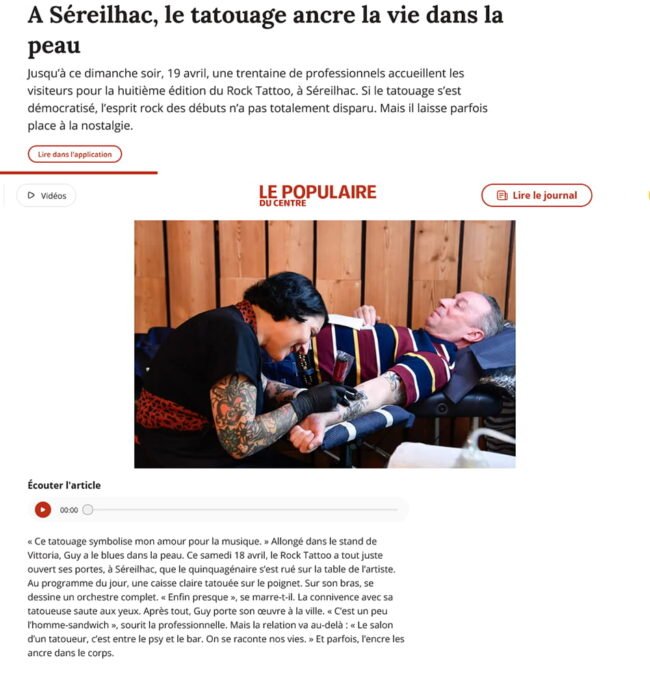 Vu dans le journal : Vittoria Tattoo à la convention de Séreilhac Lors de la convention Rock / Tattoo.