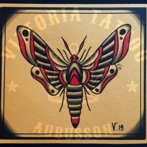 flash tattoo papillon de nuit old school couleur – style traditionnel – vittoriatattoo